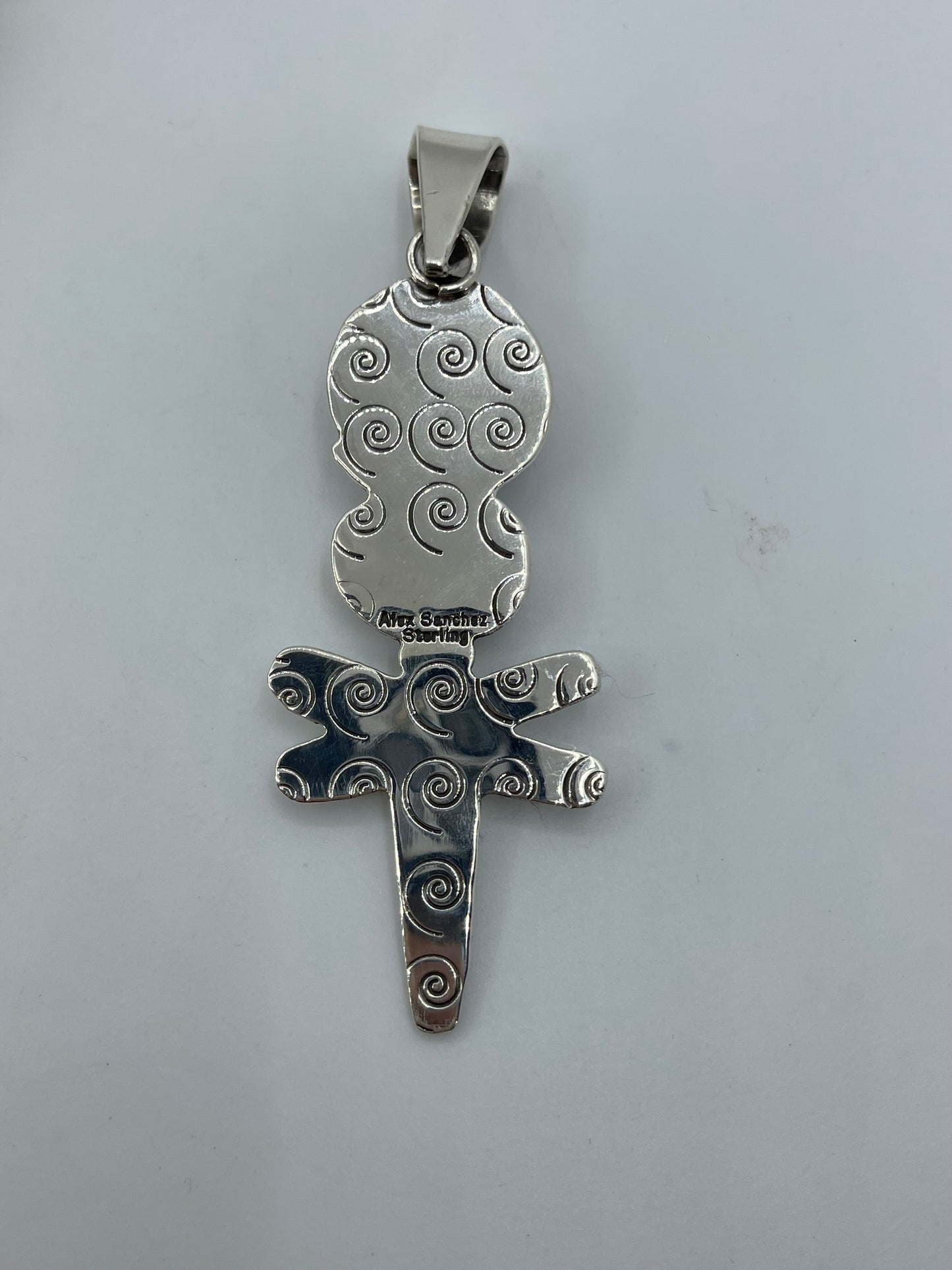 Dragonfly Pendant with High Grade Kingman Turquoise by Alex Sanchez, Navajo