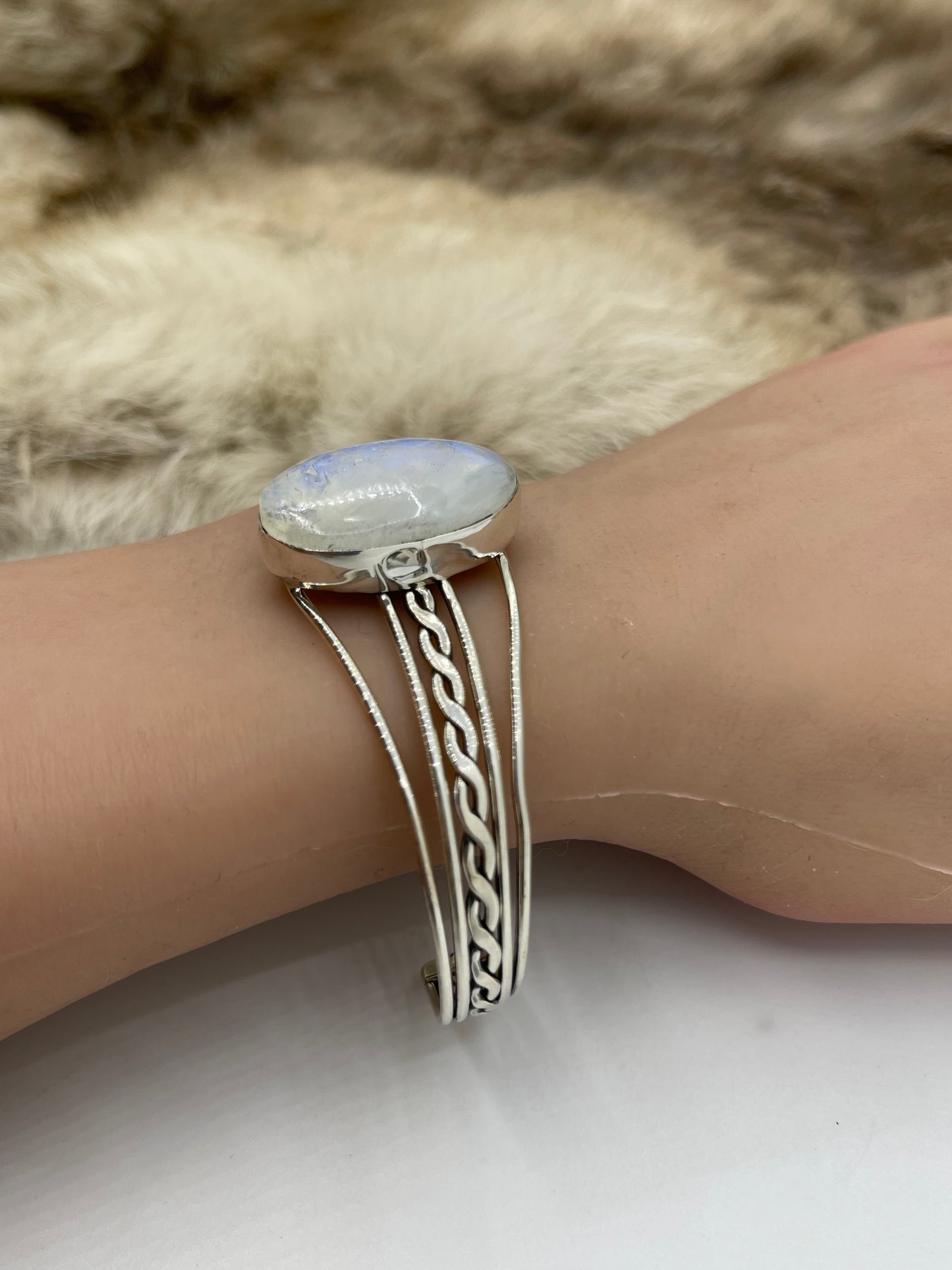 5.5”-7” Moonstone Cuff by Joelias Draper, Navajo