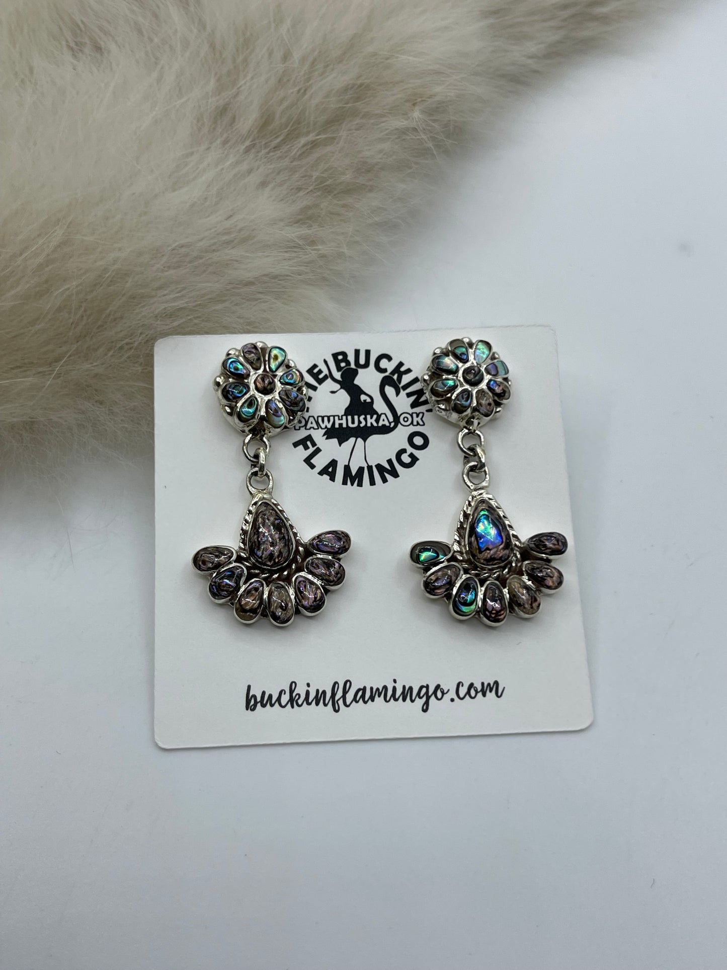 Abalone Shell Post Dangle Earrings