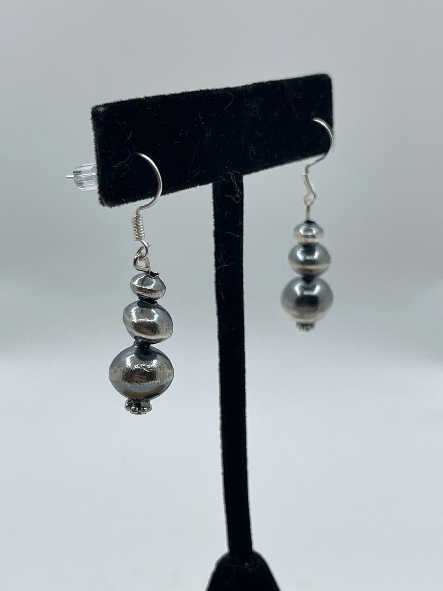 5mm-10mm Handmade Navajo Pearl Dangle Earrings by Treva Jim, Navajo