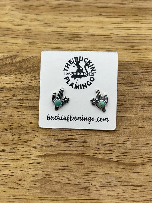 Saguaro Cactus with Turquoise Post Earrings