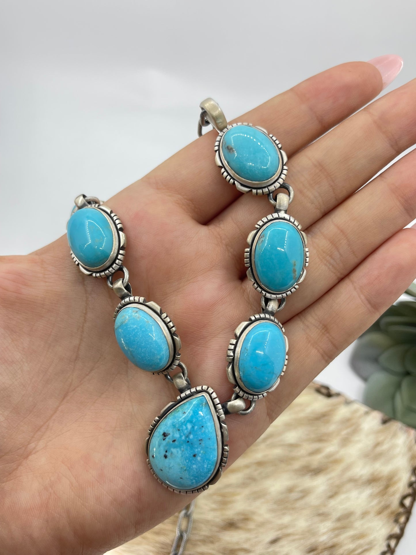 24" Blue Turquoise Lariat Style Necklace