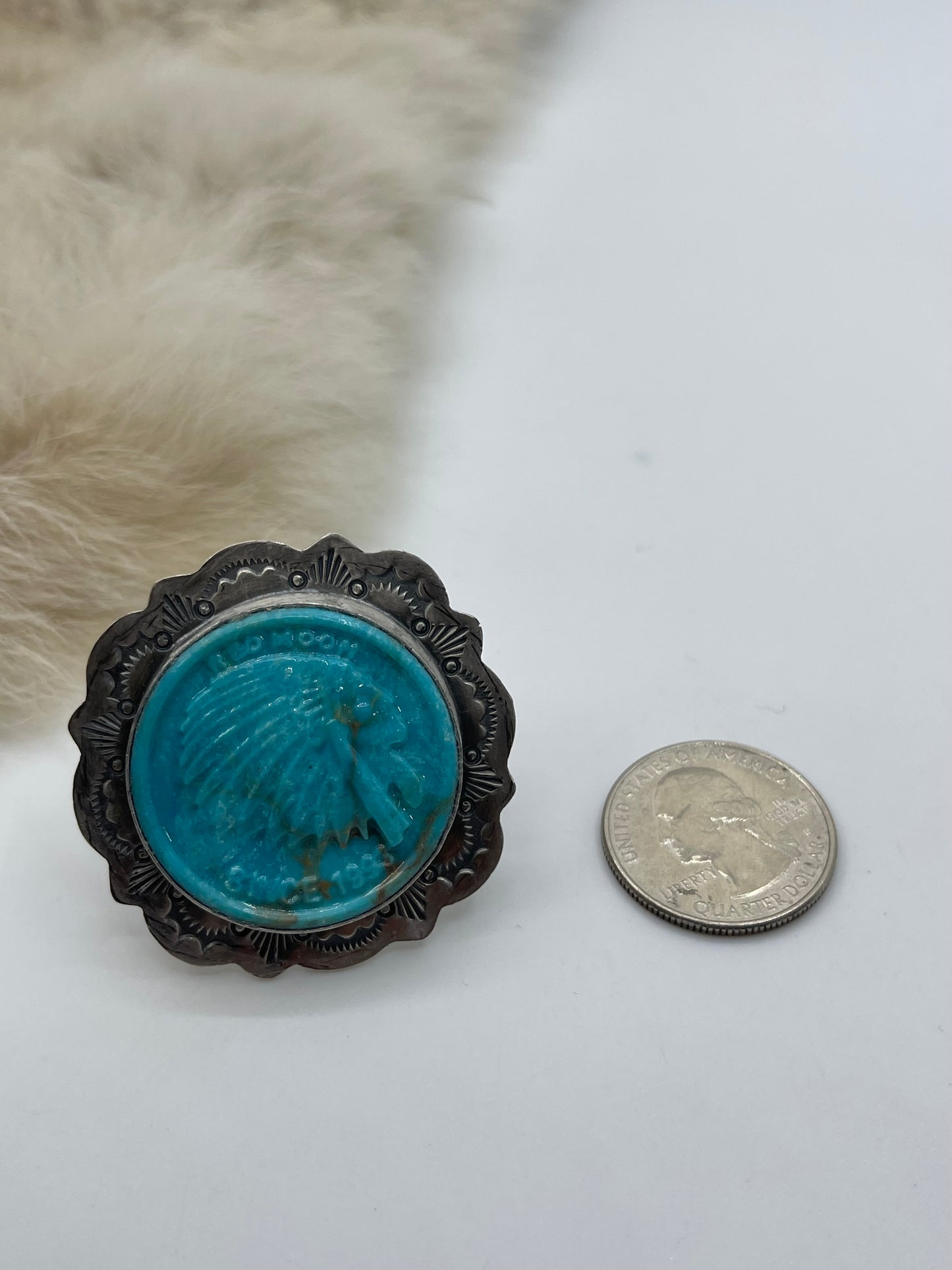 Adjustable Block Turquoise Ring by Lyle Piaso, Navajo