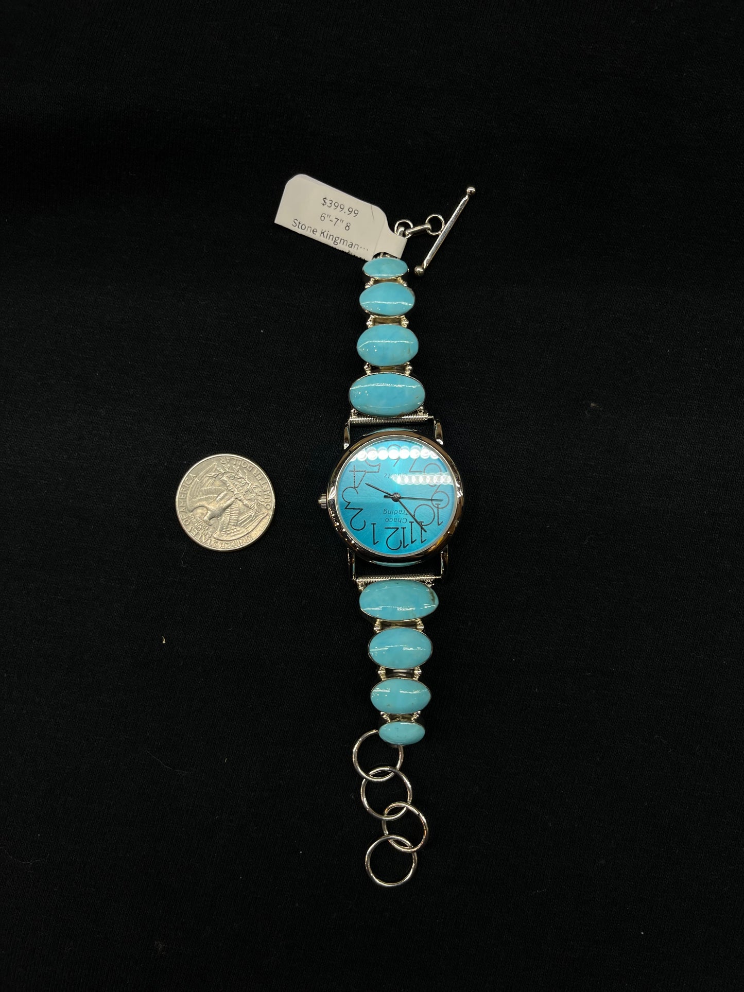 6"-7" 8 Stone Kingman Turquoise Watch Loyd Martinez, Navajo