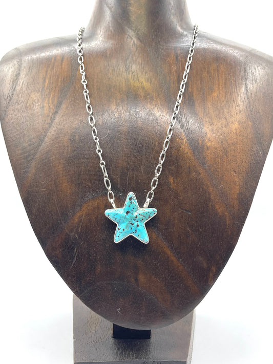 17" Turquoise Star Necklace USA Made Not Native