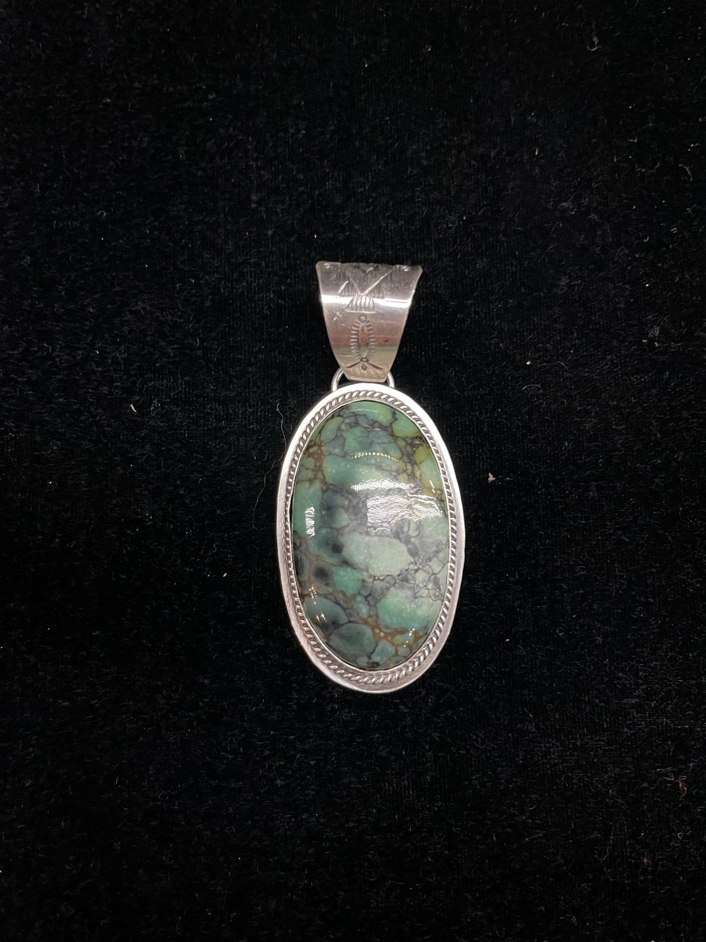 11.9mm Bale Emerald Rose Turquoise Pendant by J. Piaso, Jr, Navajo