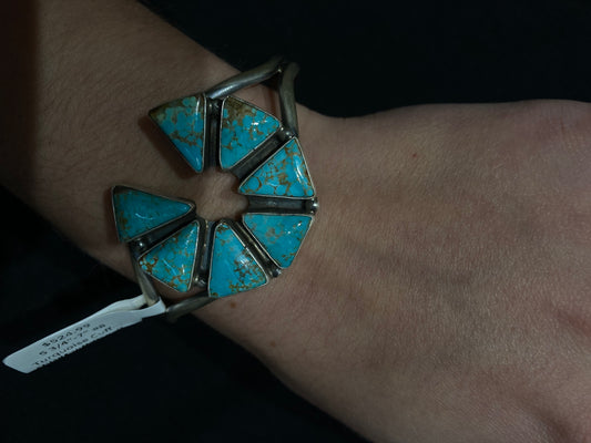 5 3/4"-7" #8 Turquoise Cuff by Elouise Kee, Navajo