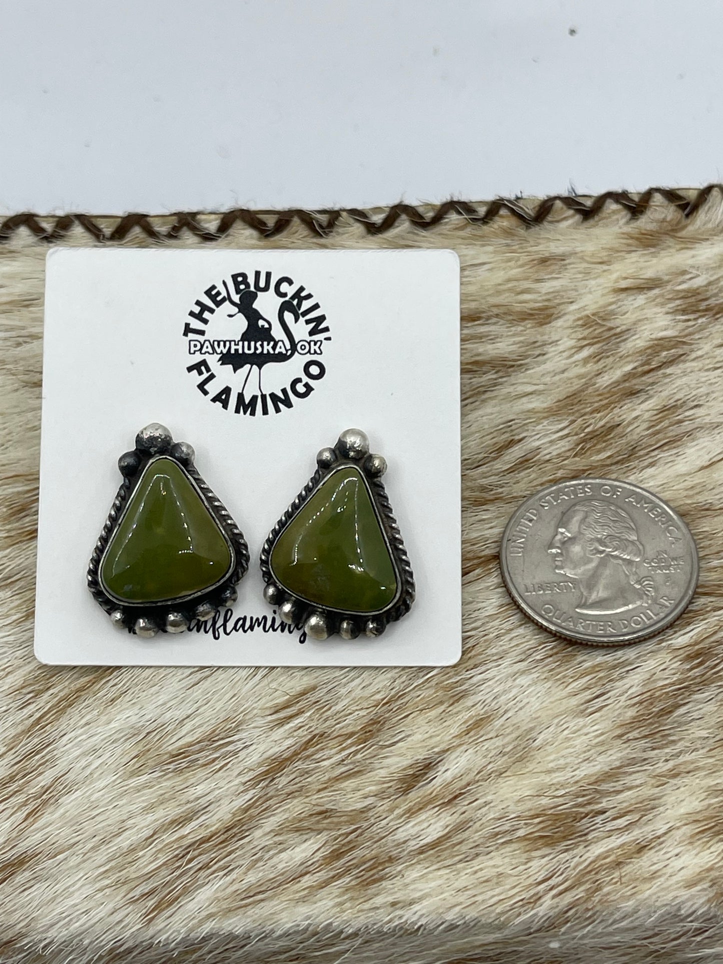 LOT 58 B 1/25    Royston Turquoise Post Earrings by Elouise Kee, Navajo