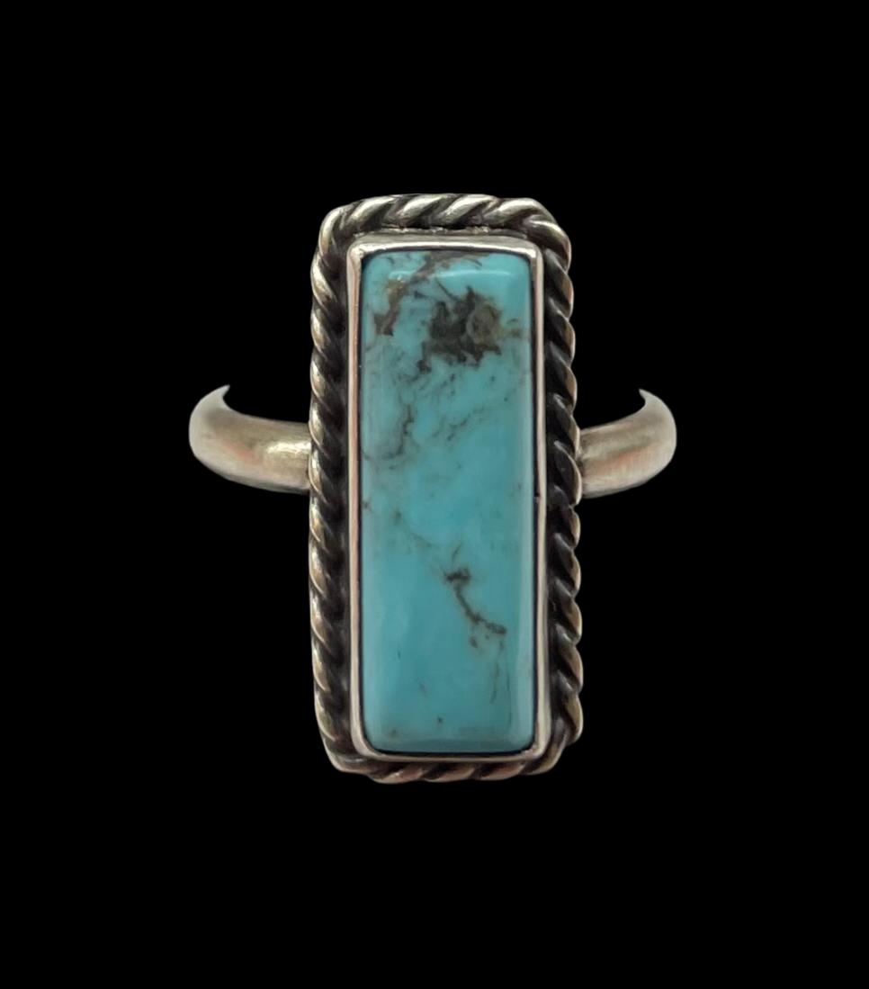 Turquoise Bar Adjustable RIng by Alvin Lee, Navajo