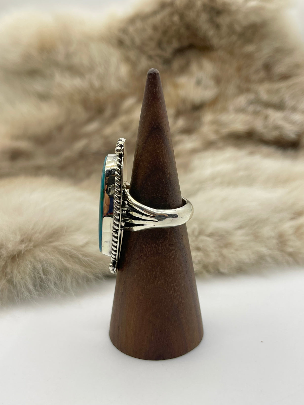 7.0 Kingman Ring by Michael Yazzie, Navajo