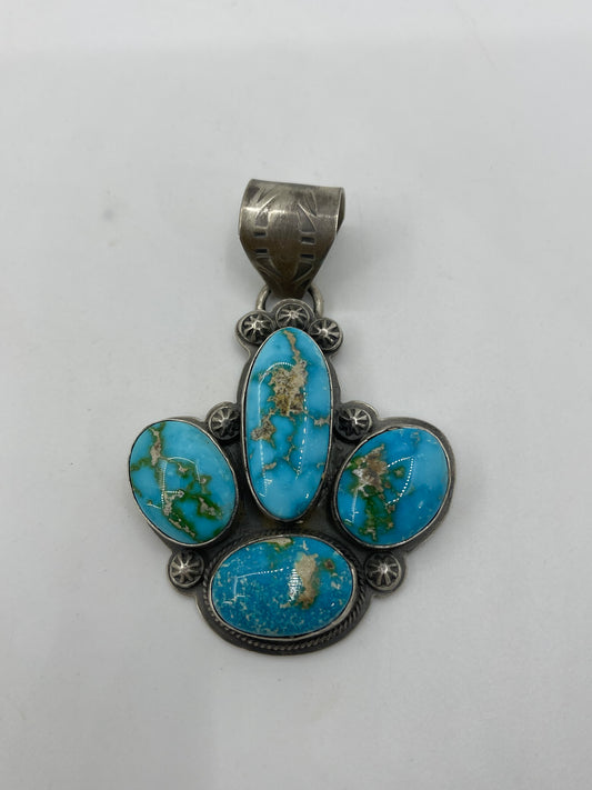 Sonoran Gold Turquoise Four Stone Pendant by Steven Nez, Navajo