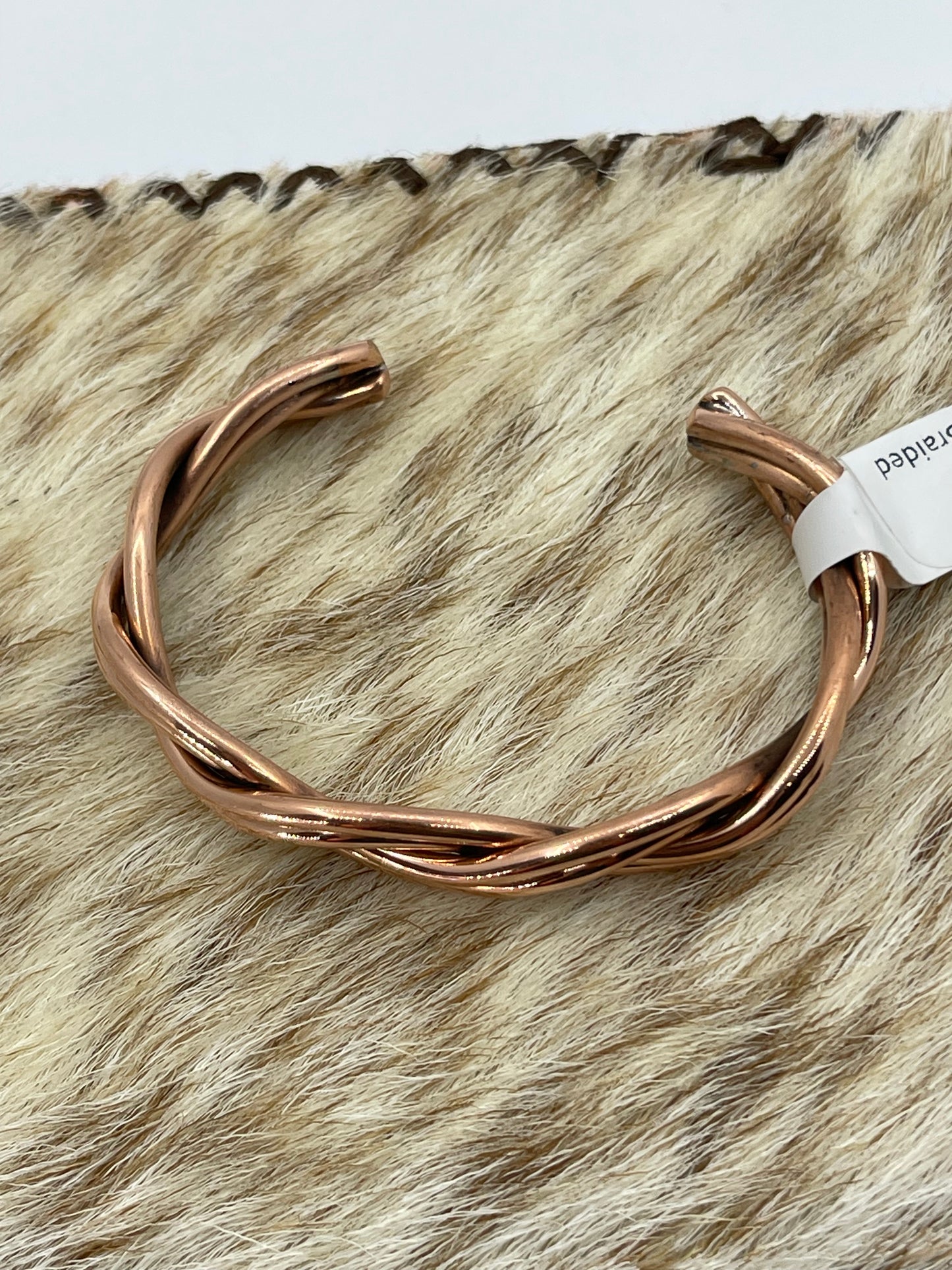 5"-6 1/2" Braided 4 Wire Copper Cuff by Elaine Tahe, Navajo