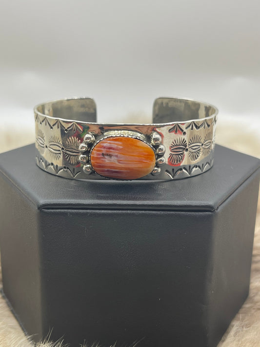 6.75" Spiny Oyster Cuff by Daniel Dakai, Navajo