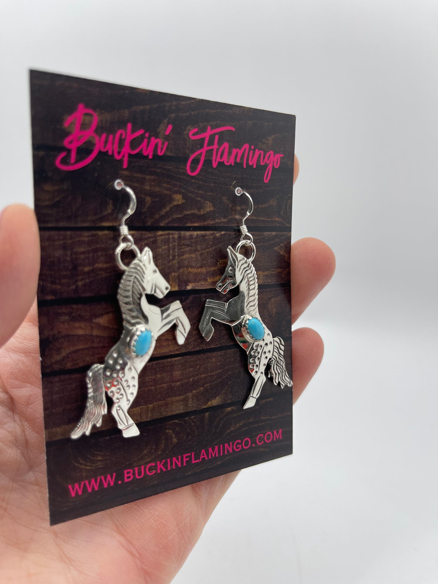 Appaloosa Horse Earrings with Turquoise by Louise Yazzie, Navajo