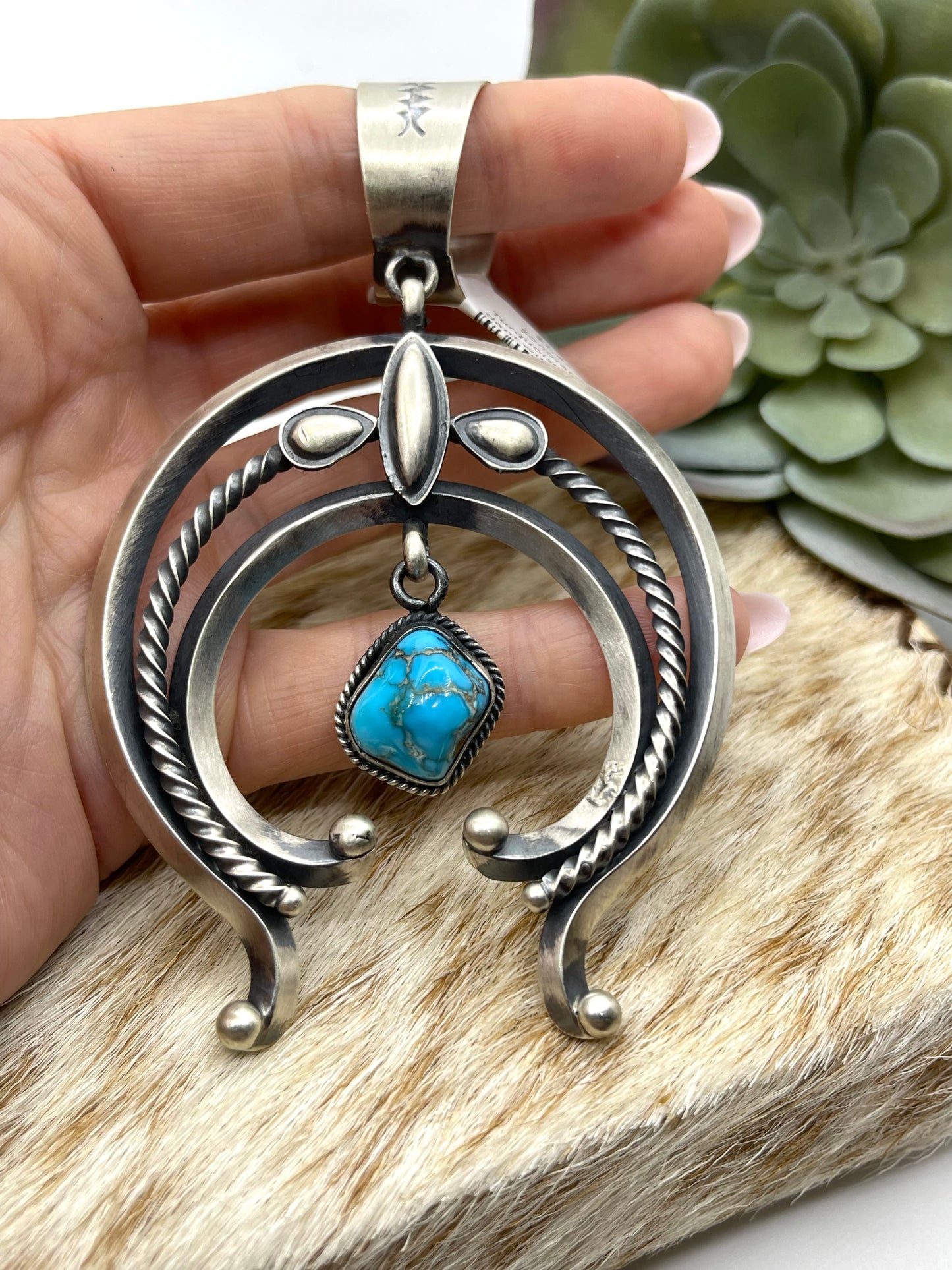 Sonoran Blue Turquoise Naja Pendant with a 20mm Bale