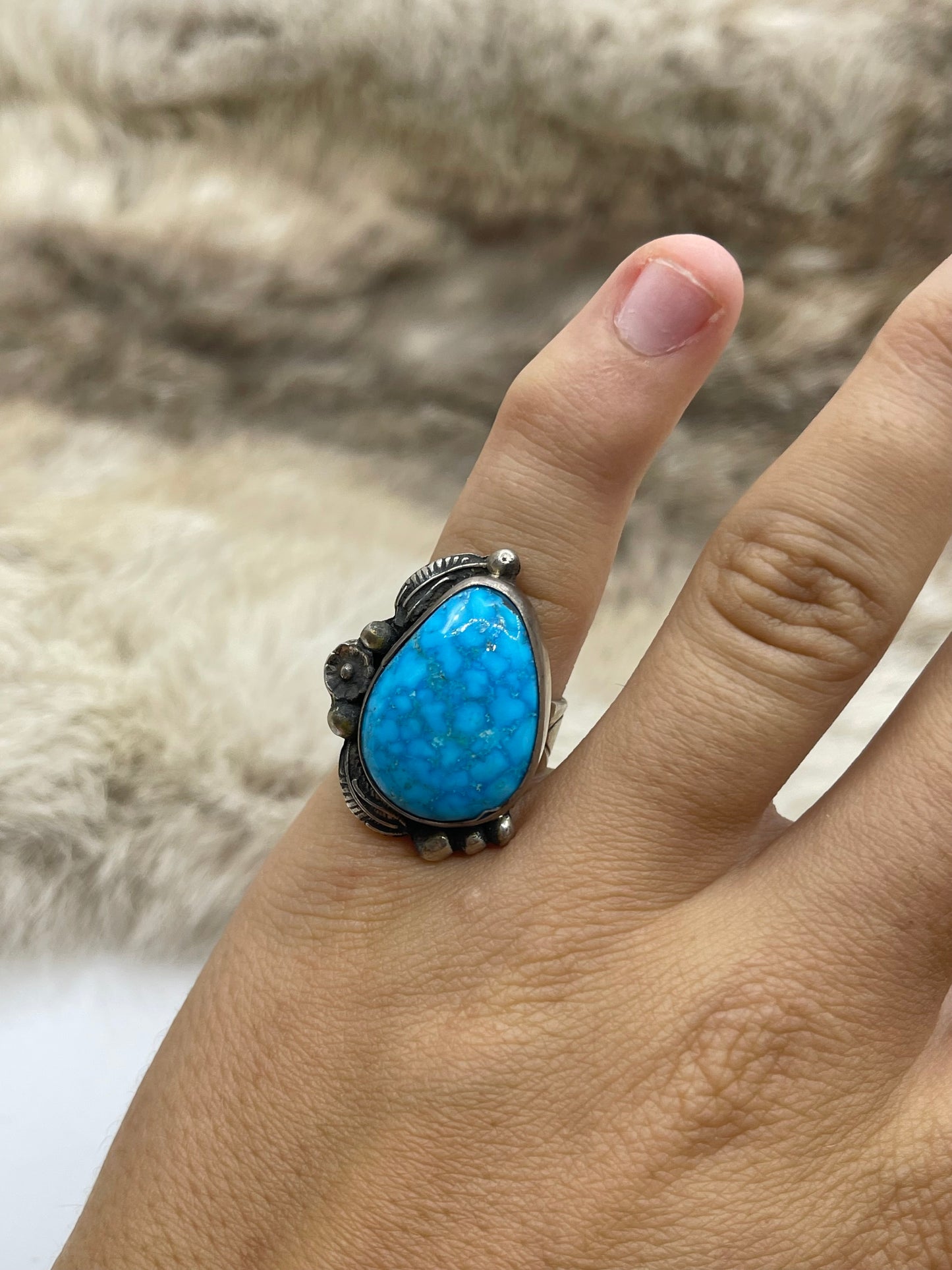 6.5 Kingman Web Turquoise Ring