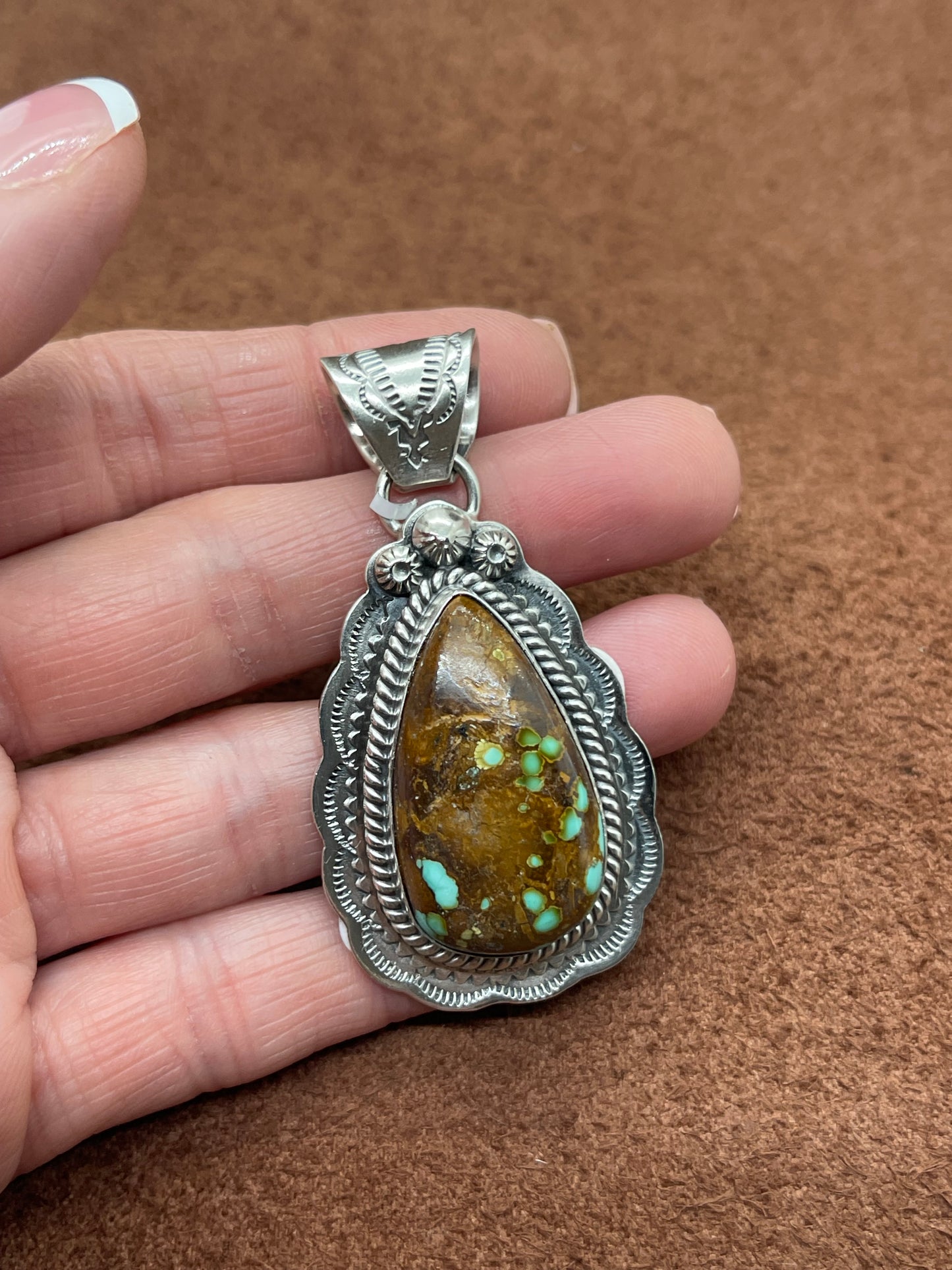 Mantis Turquoise Teardrop Pendant with a 7.6mm Bale