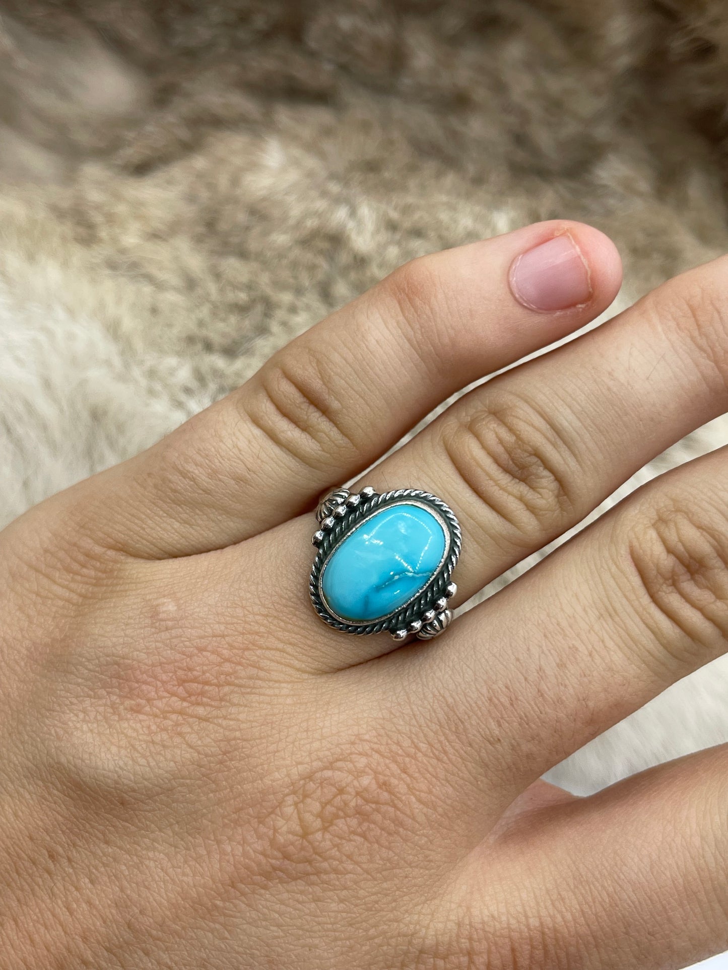 8.0 Sonoran Gold Turquoise Ring by Samuel Yellowhorse, Navajo