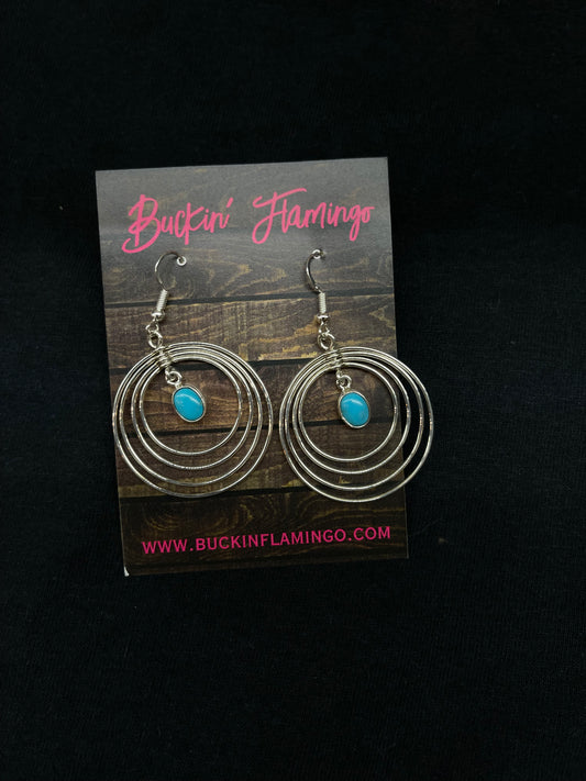 4 Layer Turquoise Hoop Dangle Earrings by Edith Kee, Navajo