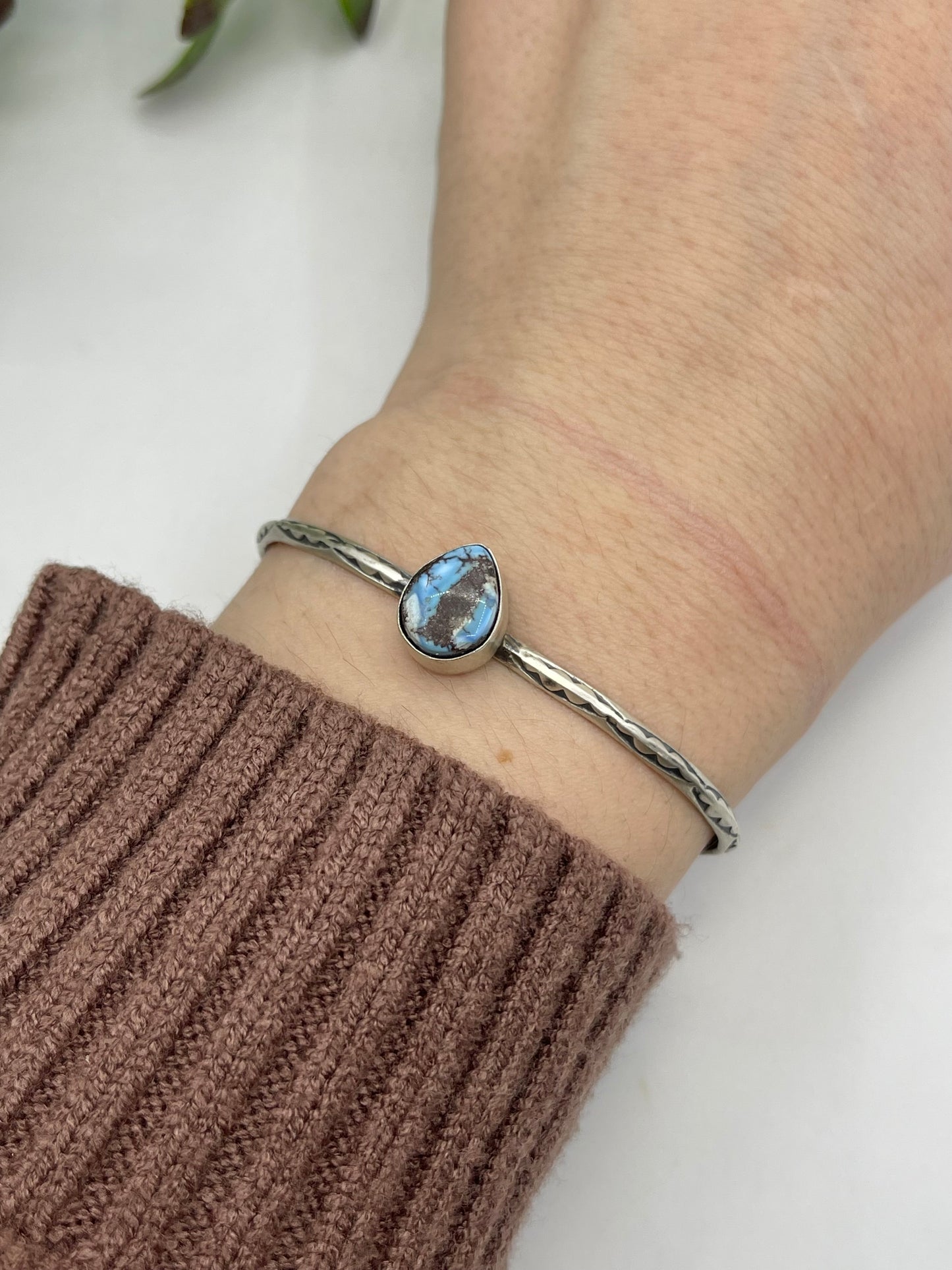 5.5" - 7" Golden Hills Turquoise Teardrop Cuff
