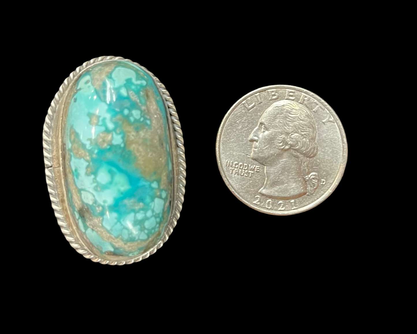 7.0 Persian Turquoise Ring by John Nelson, Navajo