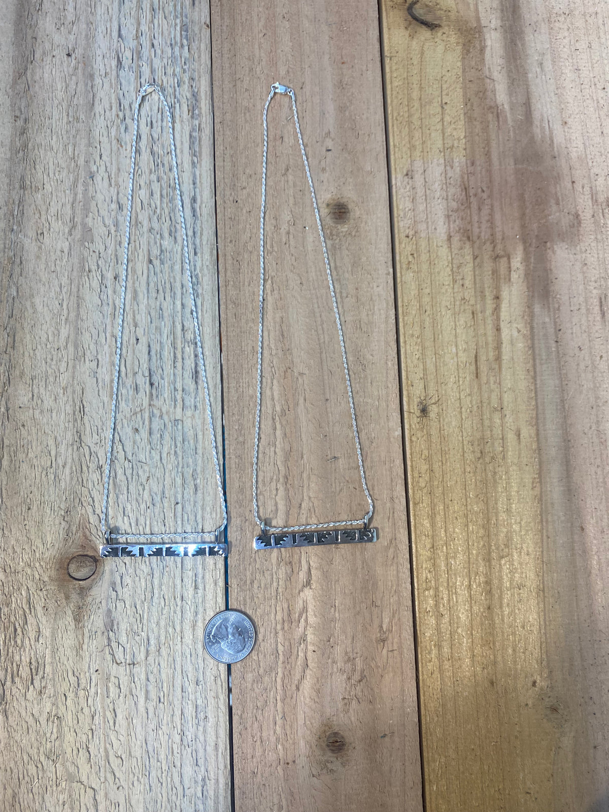 LOT 13 B 9/20 Sterling Silver Overlay Bar Necklace by Marie Jackson, Navajo