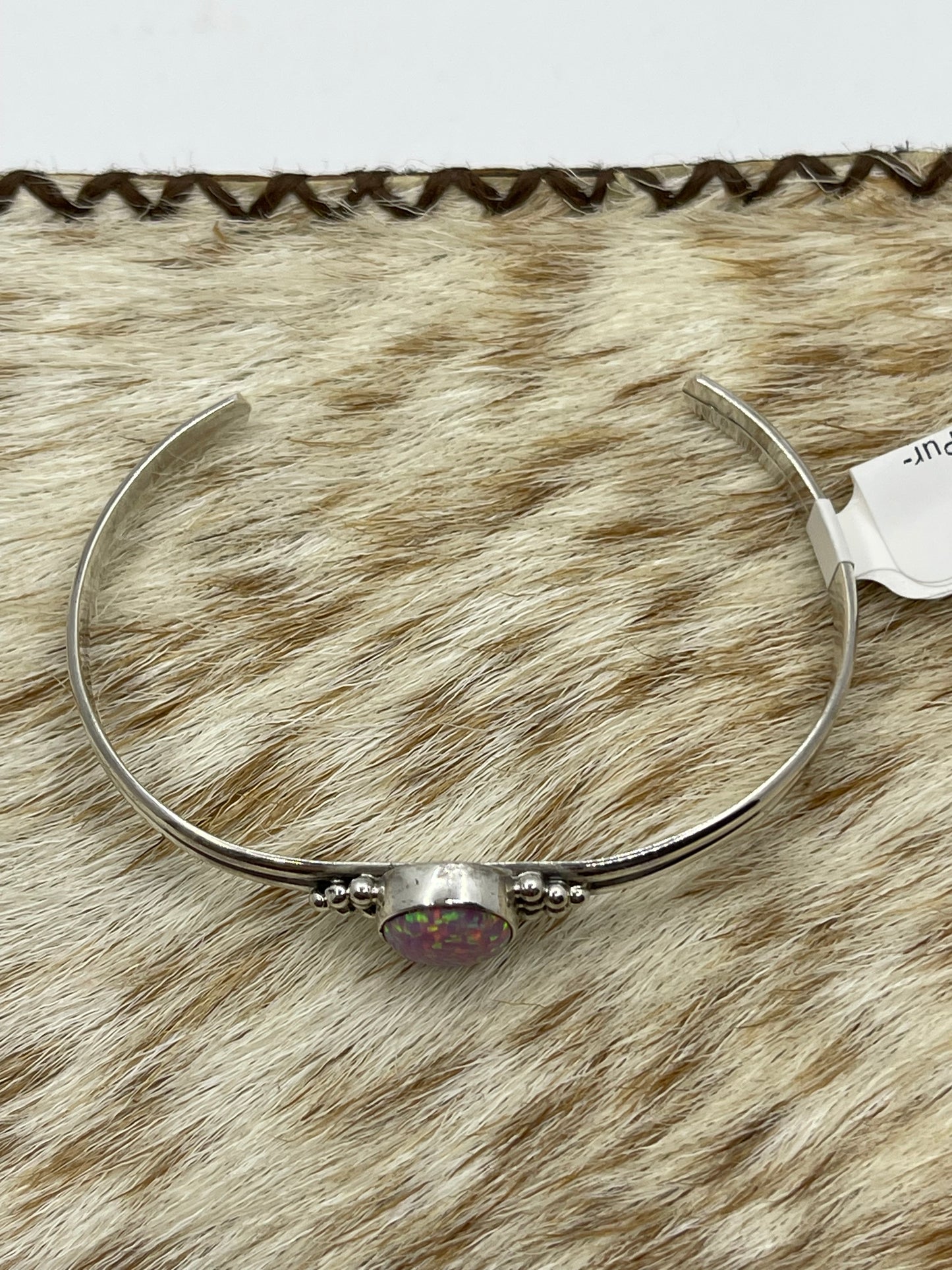 5 1/4"-6 1/2" Pinky/Purple Opal Oval Cuff by Judy Largo, Navajo