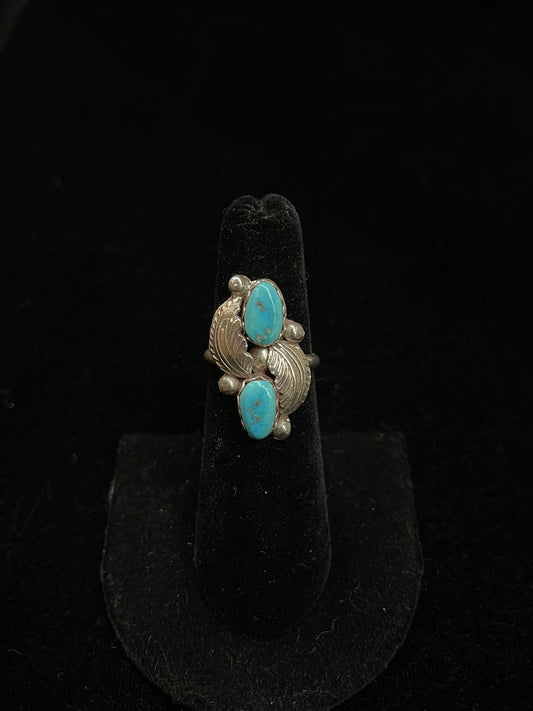 5.5 Two Stone Turquoise Ring