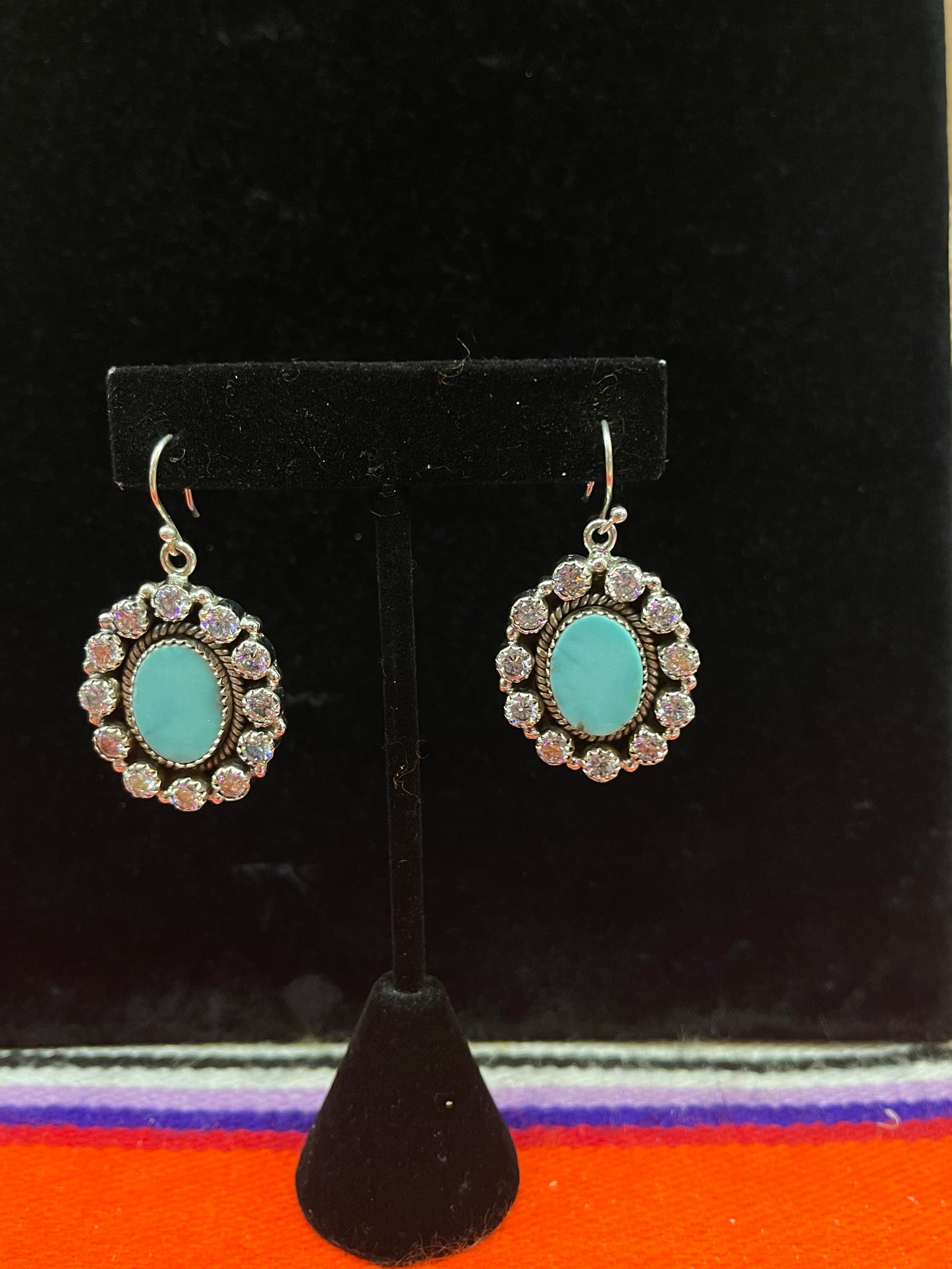 Turquoise and CZ Earrings