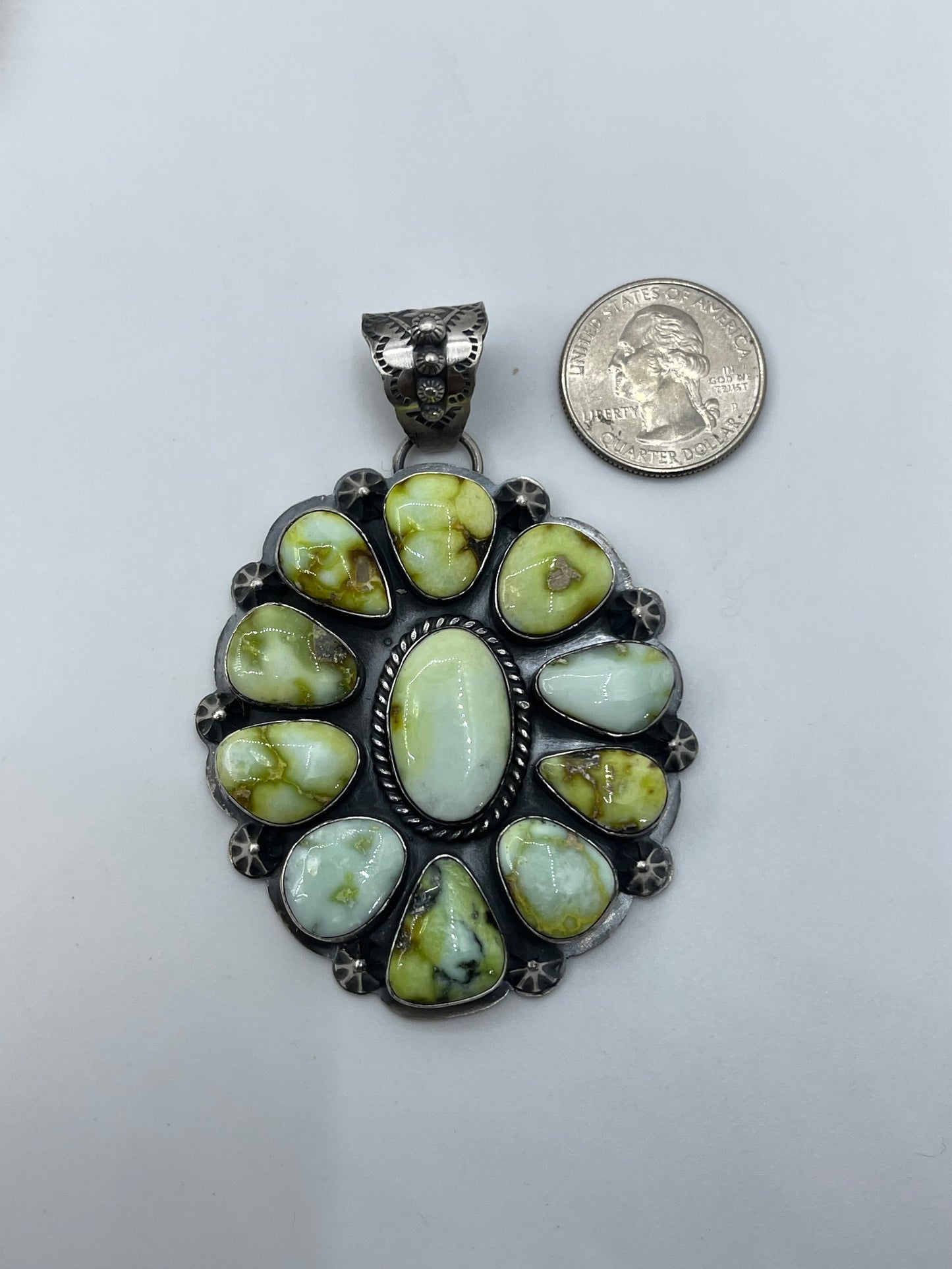 Palomino Turquoise Cluster Pendant by Jeff Largo, Navajo
