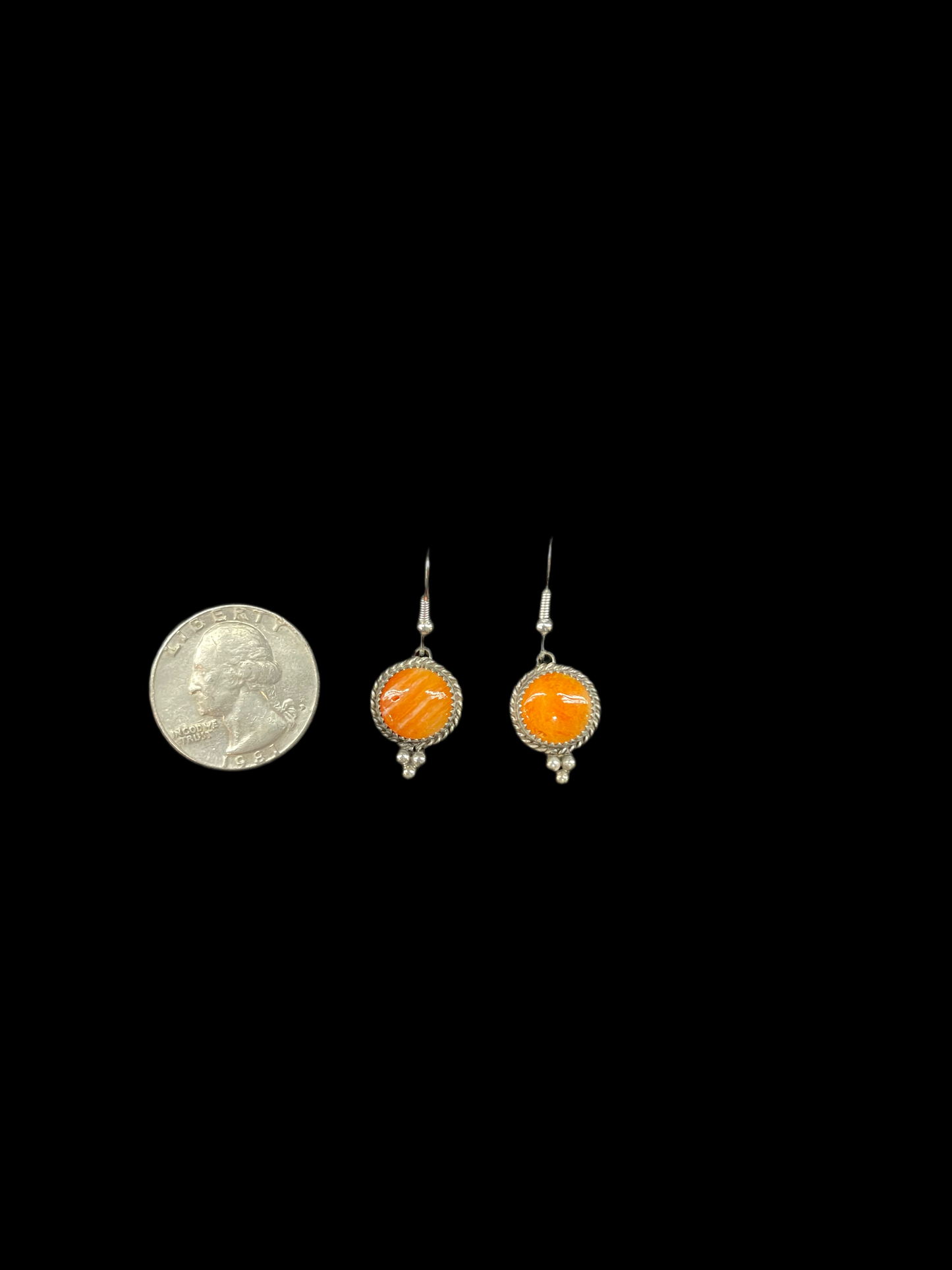 Orange Spiny Oyster Hook Dangle Earrings by Theresa Smith, Navajo