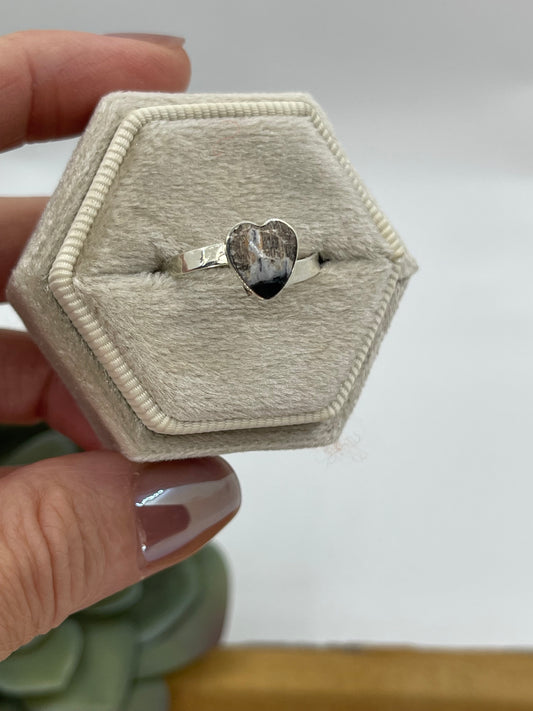 Slightly Adjustable 7.0 White Buffalo Heart Ring by Sonyei Coho, Navajo