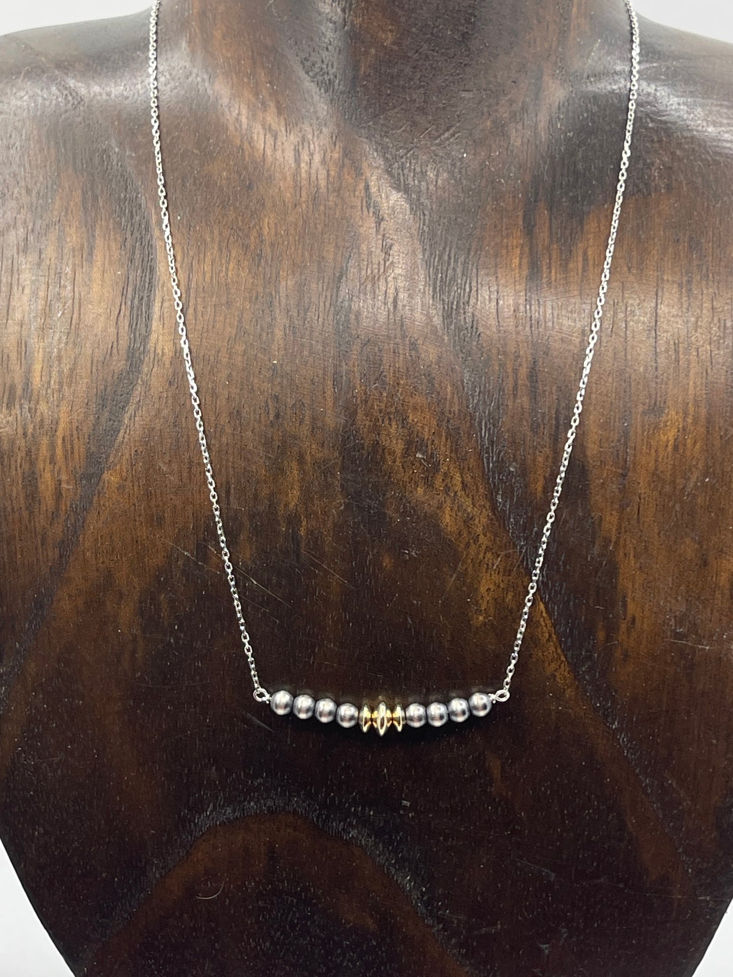 16" 4mm Navajo Pearls and 5mm 14k Gold Filled Beaded Necklace