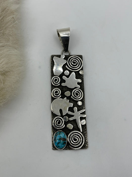 Kingman Turquoise Pendant with 10mm Bale by Alex Sanchez, Navajo