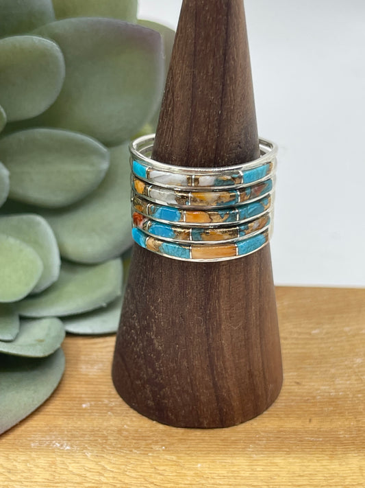 10.0 Orange Crush 5 Row Ring by Jamie Johnson, Navajo