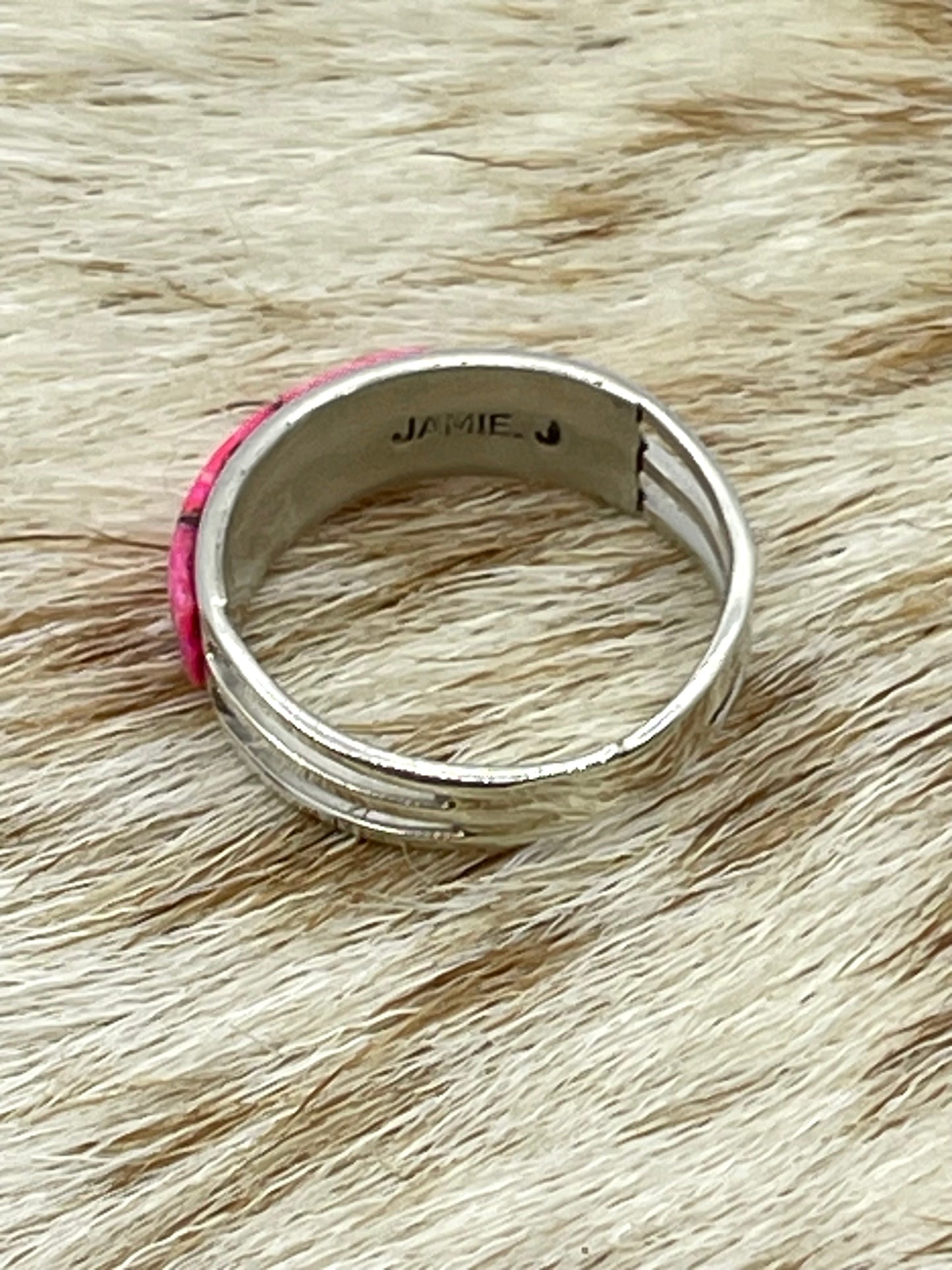 8.5 Hot Pink Opal 2 Row band by Jamie Johnson, Navajo