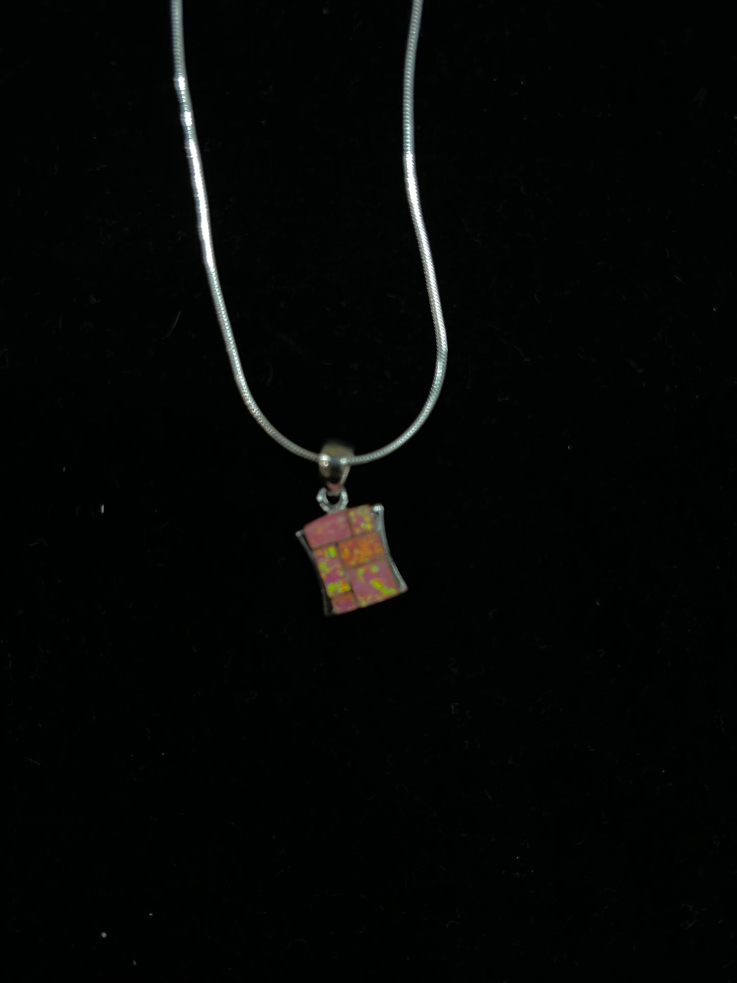 16" Pink Opal Inlay Necklace with a 4mm Bale