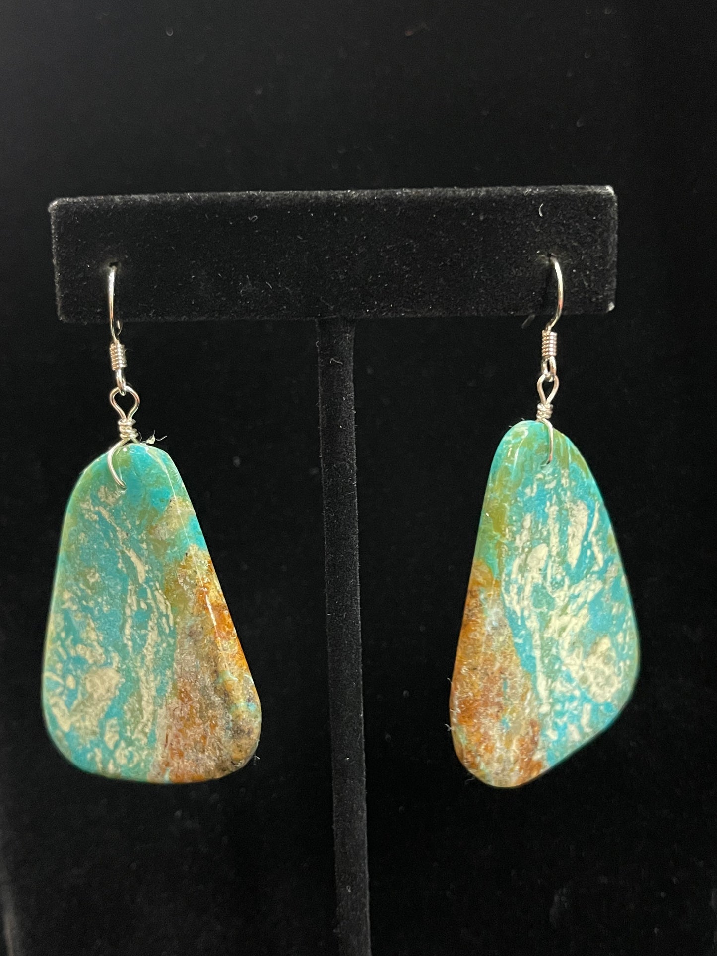 Turquoise Slab Earrings by Joe & Joann Garcia, Santo Domingo