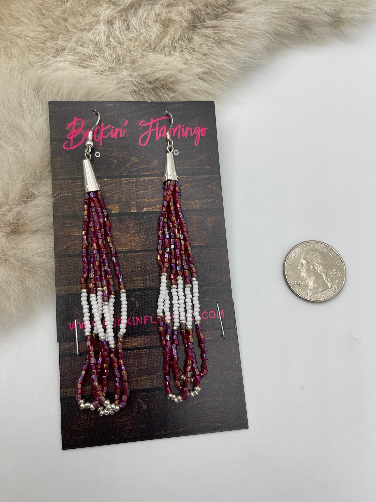 Red Dangle Earrings by Lillian & Vernon Steele, Apache