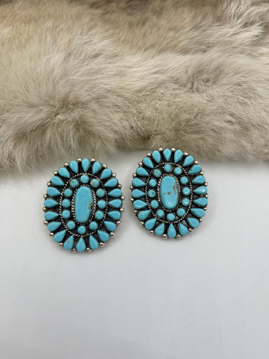 Turquoise Cluster Earrings by Gregg Paazho, Navajo