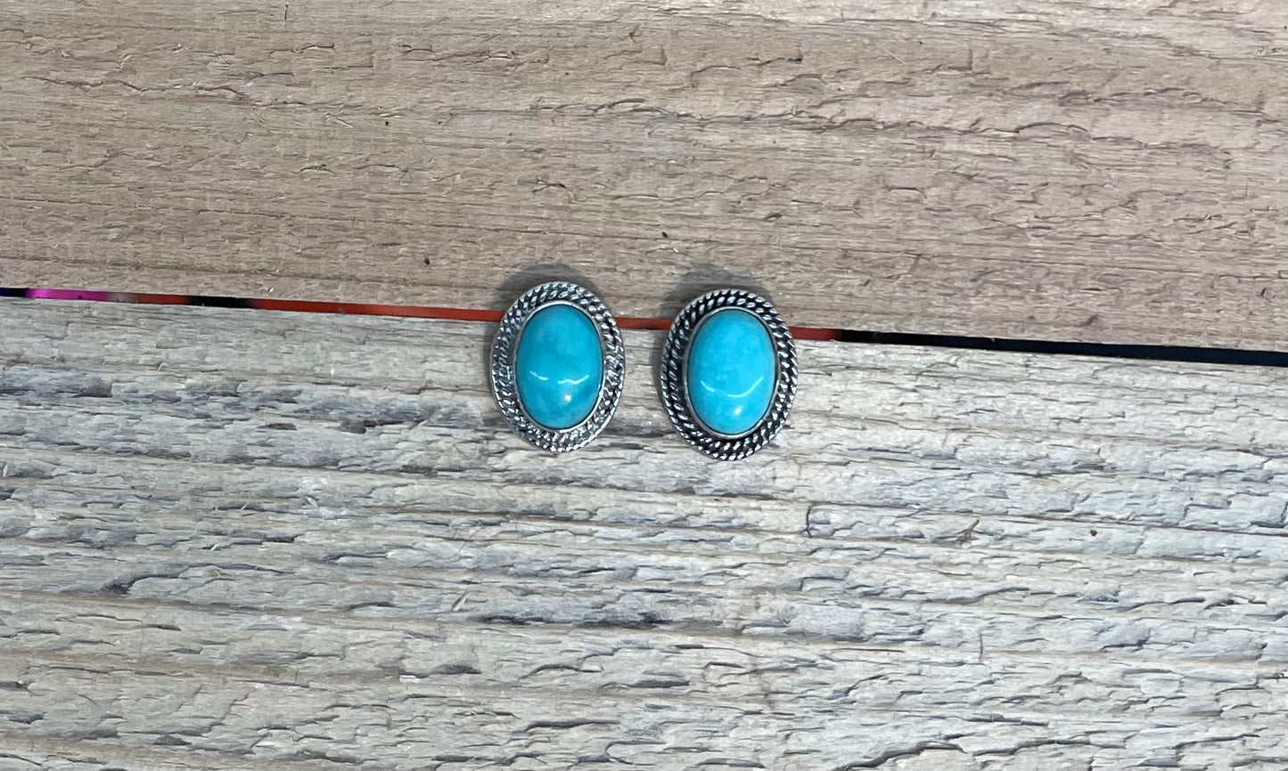 Oval Turquoise Post Earrings