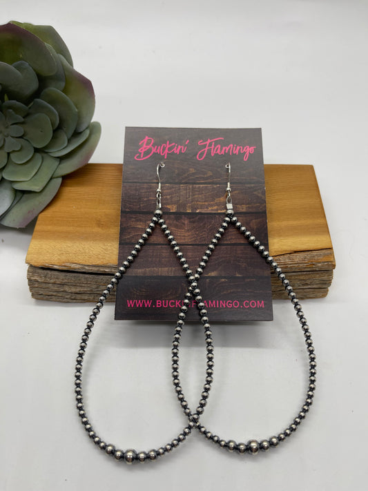 5" 3-5mm Navajo Pearl Teardrop Dangle Earrings