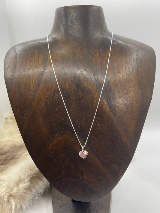 18" Pink Mop Heart Necklace By Linda Chavez, Zuni