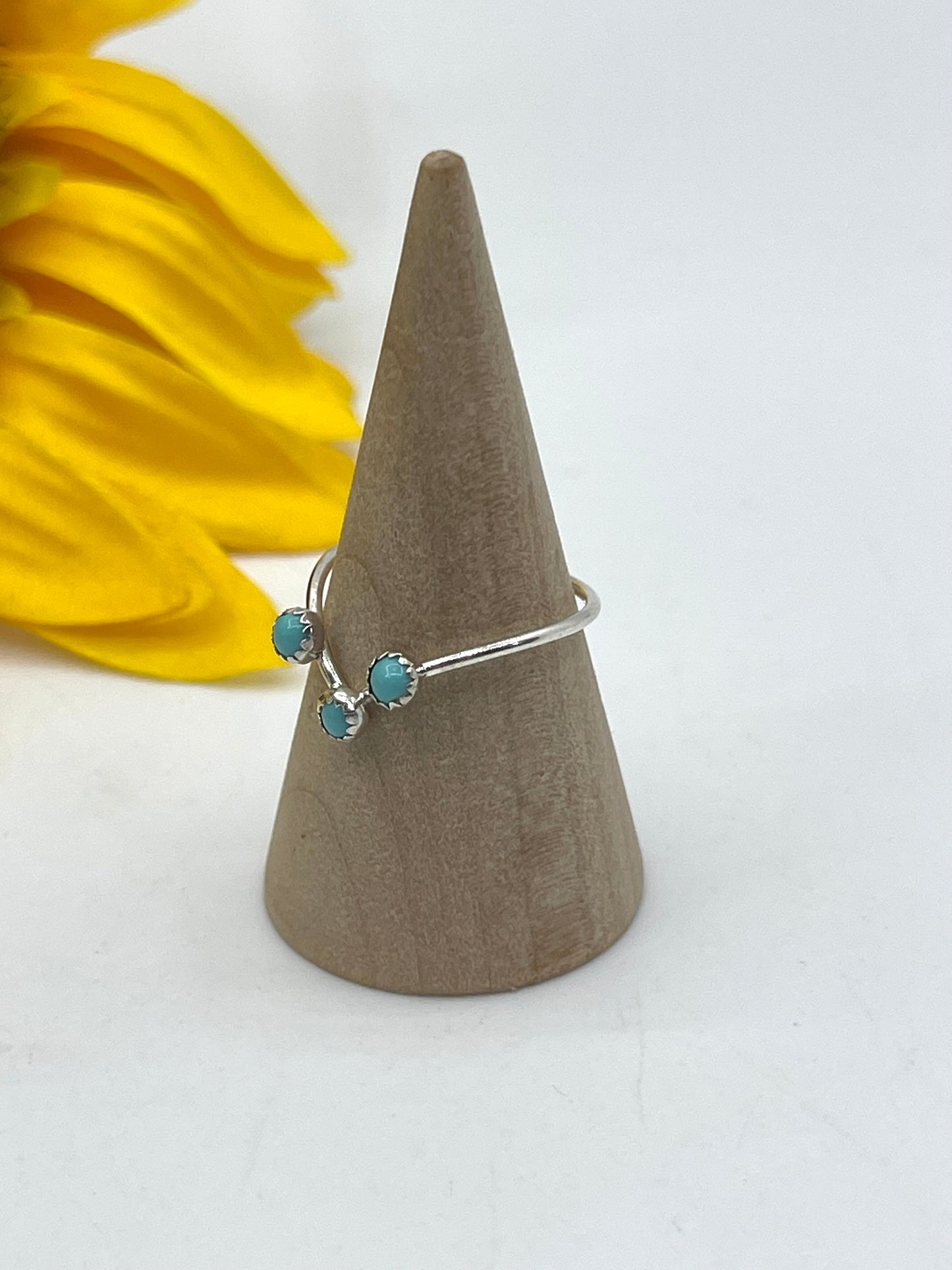 5.5 3 Stone Turquoise Ring by Dorothy Yazzie, Navajo