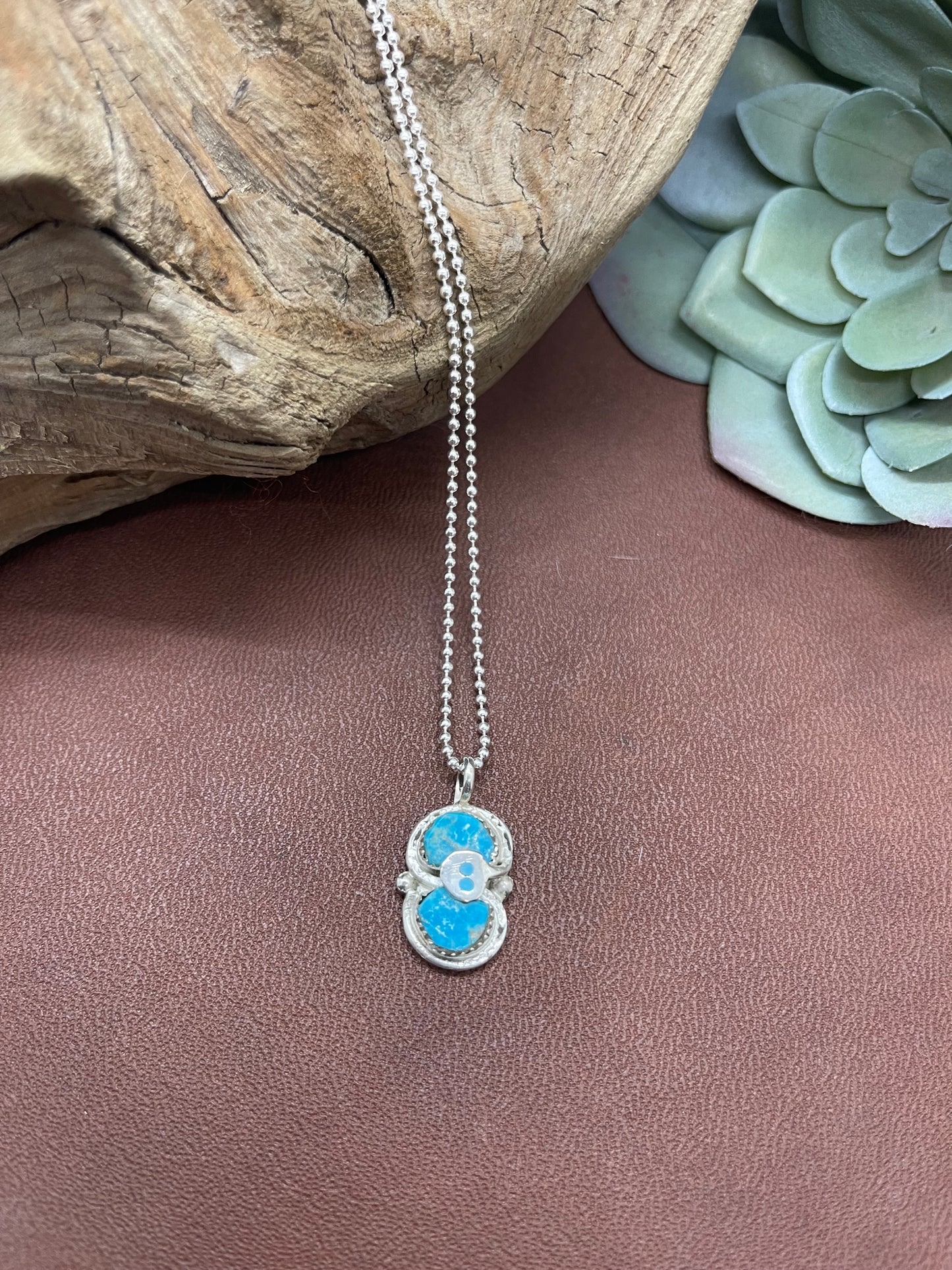 18" Turquoise Snake Pendant Necklace by Gayle Calabeza, Zuni