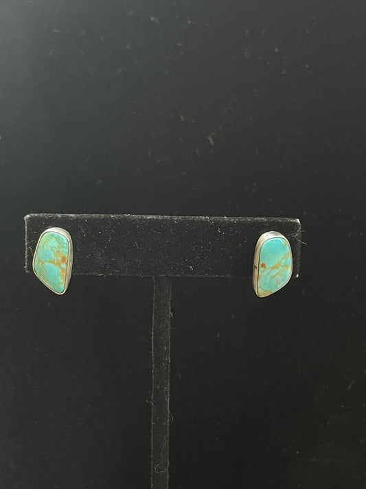 Kingman Turquoise Post Earrings by Sheryl Kee, Navajo