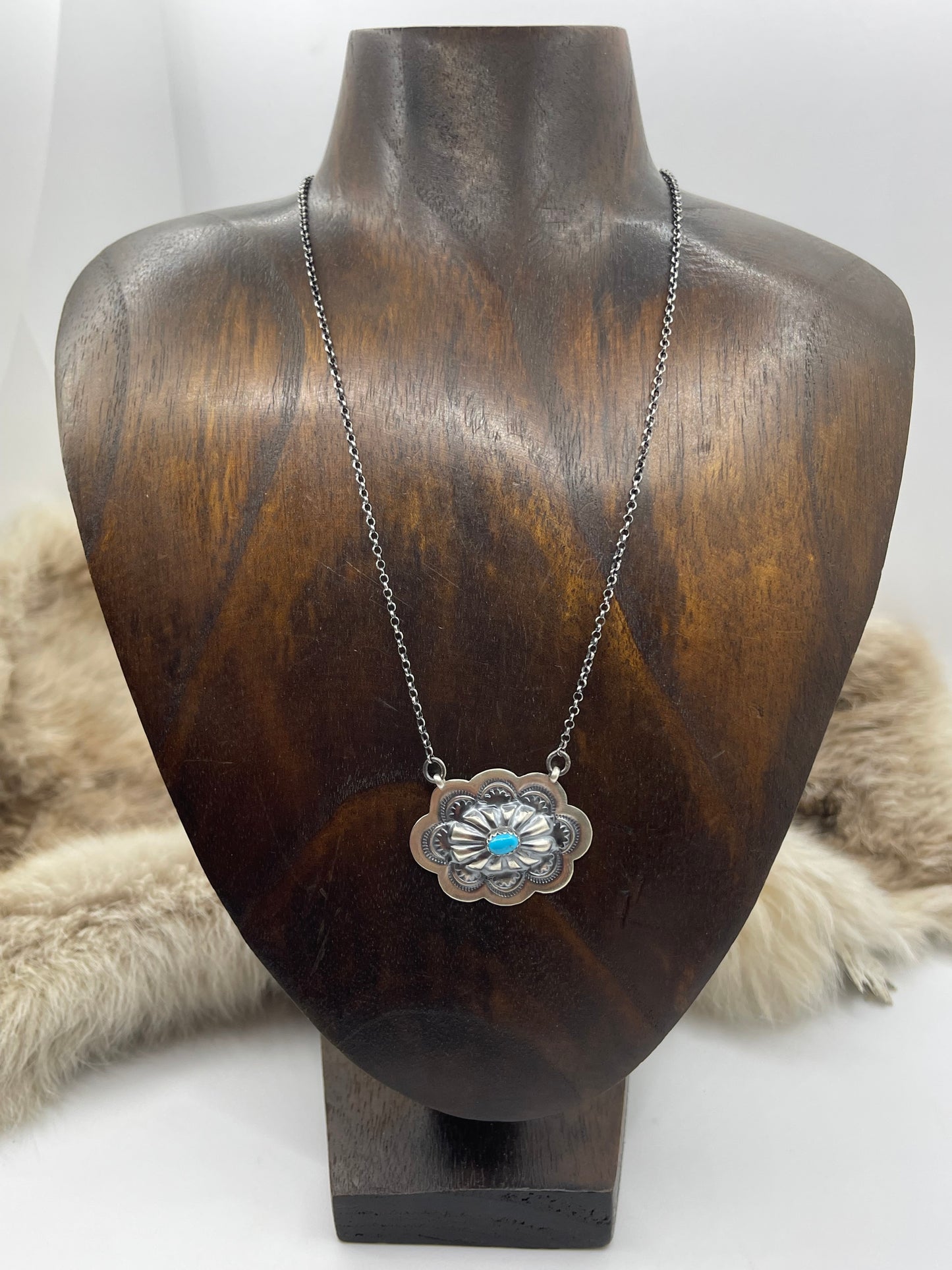 16" Stamped Concho Necklace by Larina Benally, Navajo