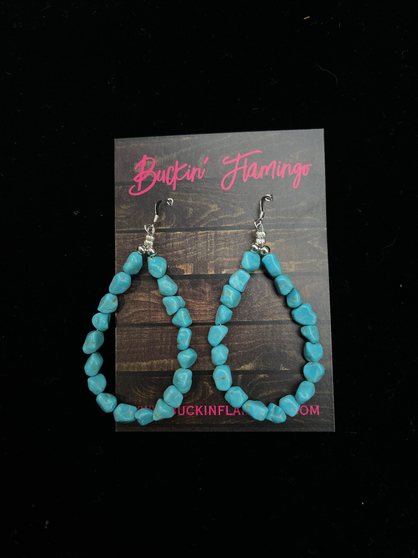 Turquoise Nugget Teardrop Dangle Earrings by Louise Joe, Navajo