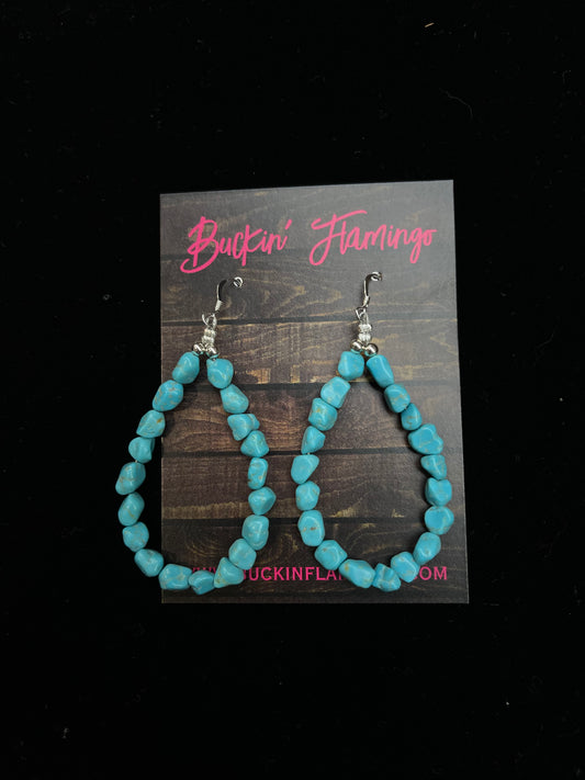 Turquoise Nugget Teardrop Dangle Earrings by Louise Joe, Navajo