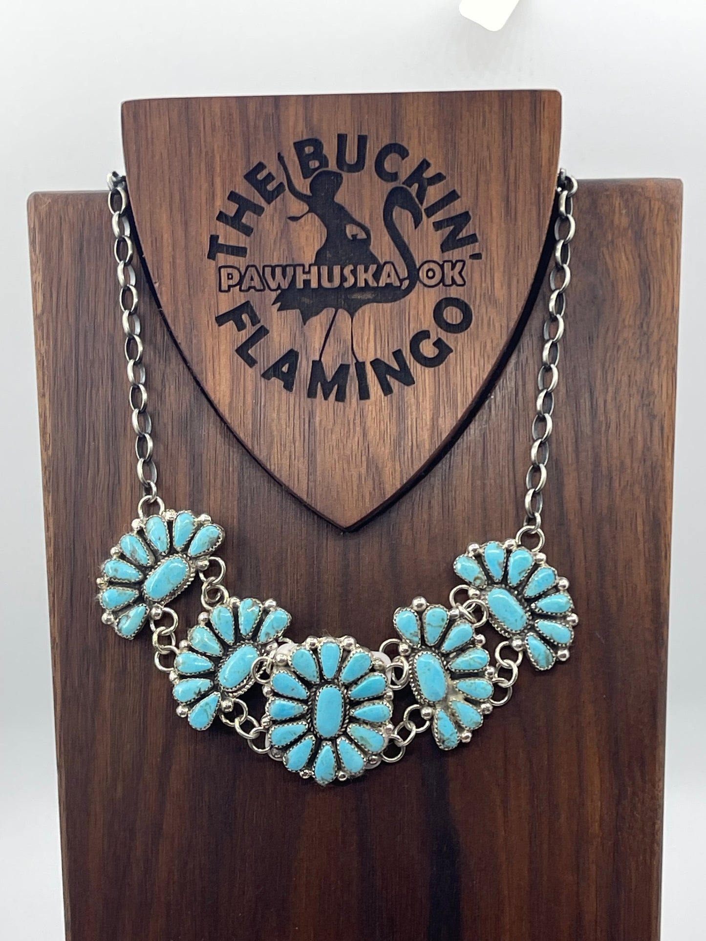 17" Adjustable Turquoise Cluster Choker Necklace by Alicia Wilson, Navajo (Matrix Varies)